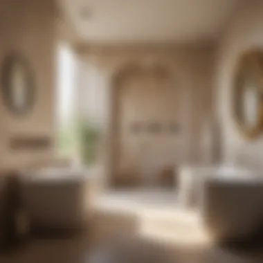 Serenity in Beige: A Tranquil Bathroom Design Calm and serene bathroom with soft beige tones