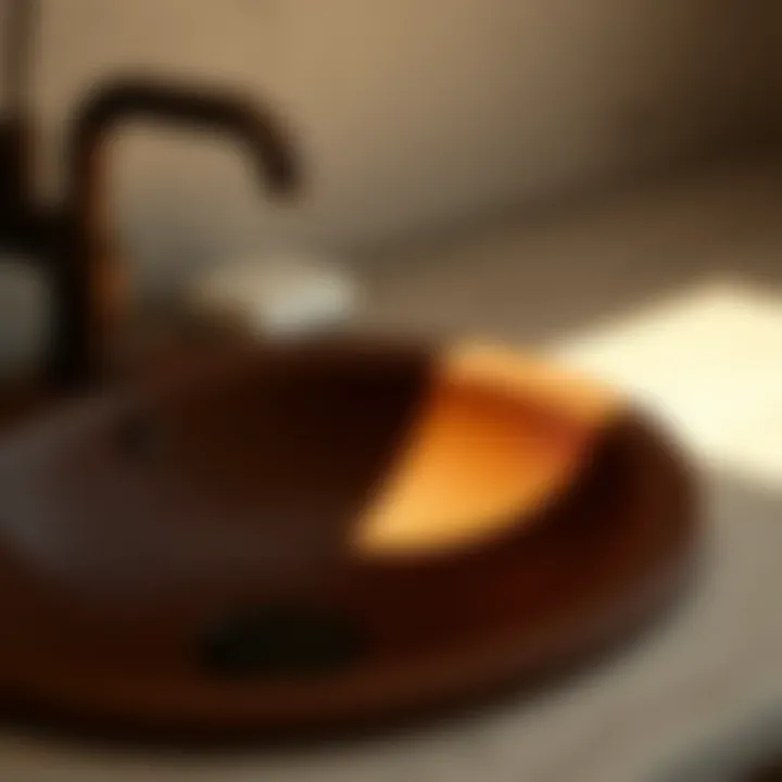 Close-up of the smooth finish of a brown undermount sink