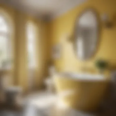 Elegant bathroom showcasing muted pastel yellow tones