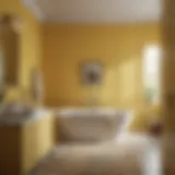 Serene bathroom featuring soft buttery yellow walls