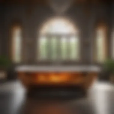 Luxury in Design: Glass Bathtub with Elegant Decor Luxurious glass bathtub surrounded by elegant decor