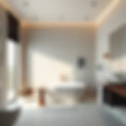 Sleek modern bathroom featuring minimalist design elements and elegant fixtures