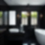 Elegant black glass tile arrangement in a modern bathroom