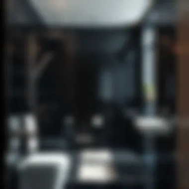 Luxurious black glass tiles used in a contemporary shower area