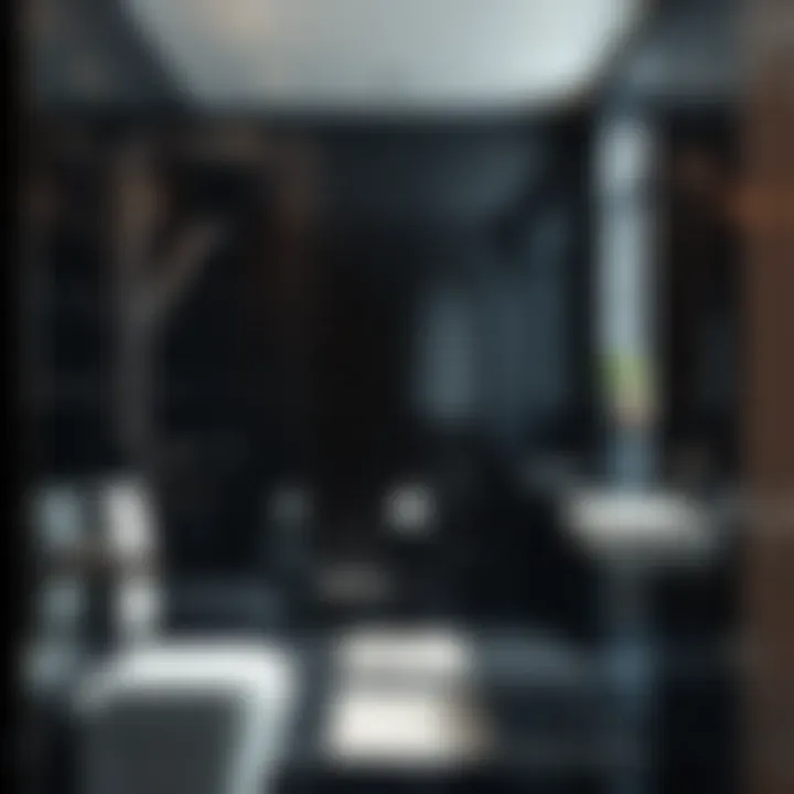 Luxurious black glass tiles used in a contemporary shower area