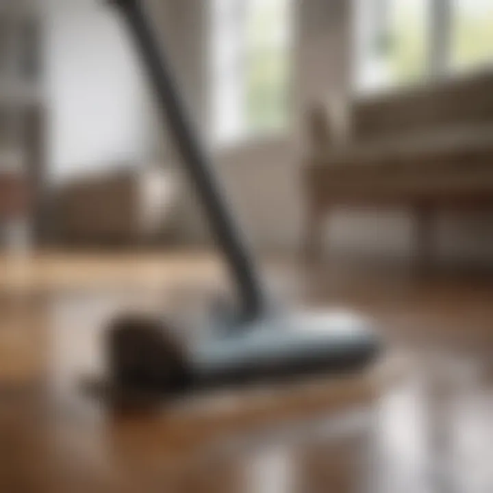 Swivel Sweeper in action on hardwood floor