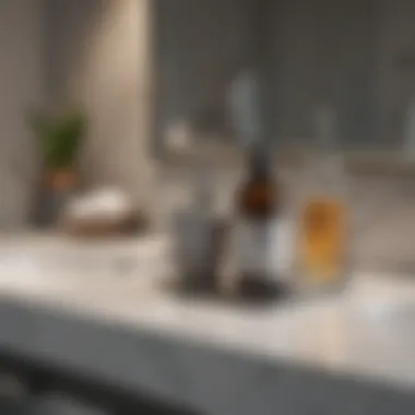 Modern Design: Countertop Caddy in a Stylish Bathroom Stylish bathroom layout featuring a modern countertop caddy