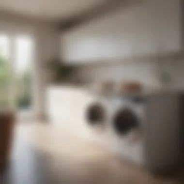 Functional laundry room showcasing a laundry table integrated with cabinetry