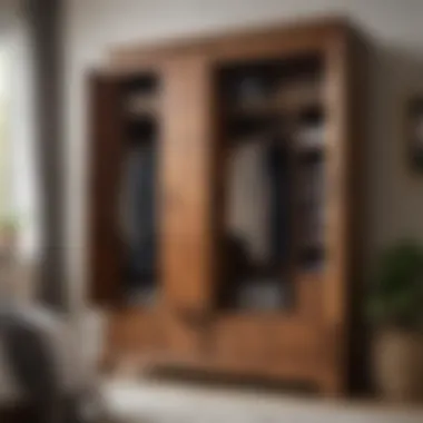Elegant Storage Armoire in Modern Bedroom Elegant storage armoire in a modern bedroom setting with decorative accents