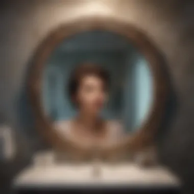 An eclectic bathroom showcasing a vintage mirror that adds character.