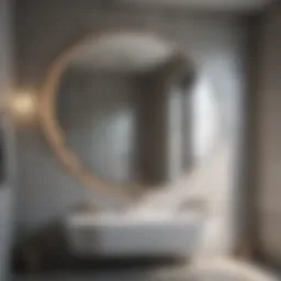 A modern bathroom featuring an avant-garde mirror that accentuates the space.