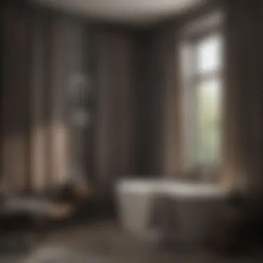 Aesthetic Enhancement through Blackout Curtains Stylish blackout curtains adding aesthetic appeal to a bathroom