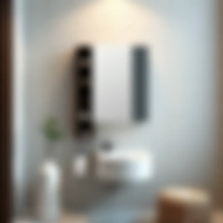 Contemporary Wall Cabinet with Sleek Towel Rack Contemporary wall cabinet design featuring a sleek towel rack arrangement