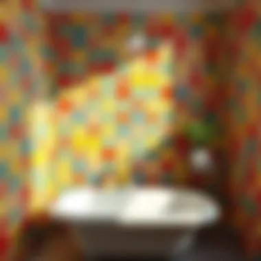 Colorful 4 x 4 bathroom wall tiles arranged creatively