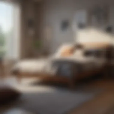 Stylish Bedroom with Futon Setup Stylish bedroom featuring a 2 piece futon mattress set up for relaxation