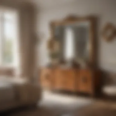 Serene bedroom with a harmonious blend of vintage pieces and soft colors