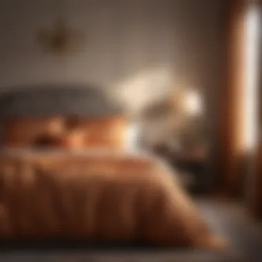 Luxurious textiles in warm colors enhancing bedroom comfort