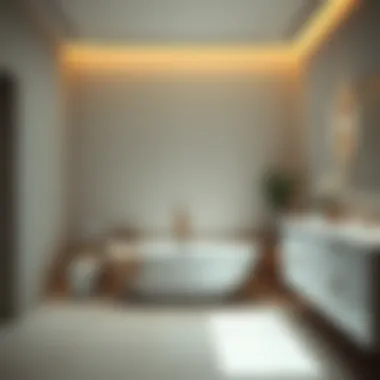 Contemporary bathroom featuring a chic wide bathtub and minimalist design