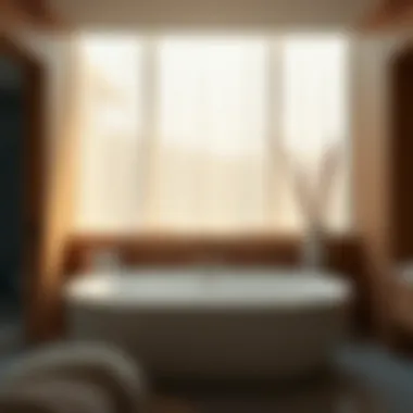 Stylish wide bathtub with natural materials in a spa-like retreat