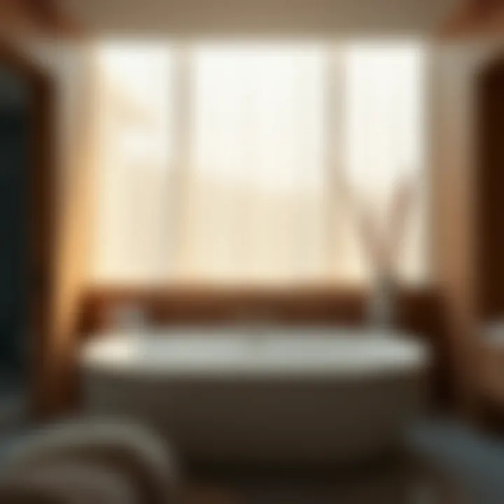 Stylish wide bathtub with natural materials in a spa-like retreat