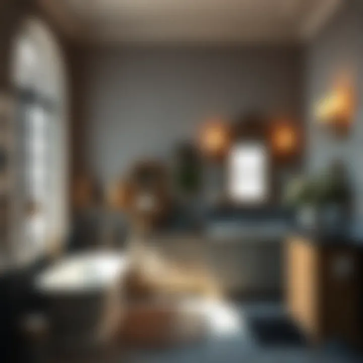 Stylish Bathroom with Surplus Vanity Stylish bathroom with surplus vanity and serene atmosphere