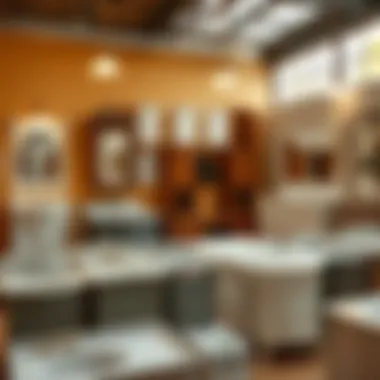 Variety of Surplus Bathroom Vanities Variety of surplus bathroom vanities in a display