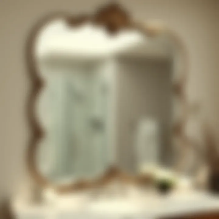 Close-up of a 20 x 36 mirror showcasing unique design elements