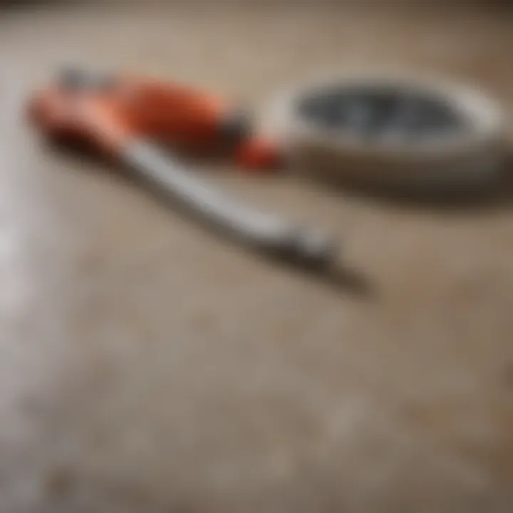 Tools and equipment laid out for grouting tiles effectively