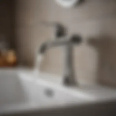 Close-up of a lever-style faucet for easy use