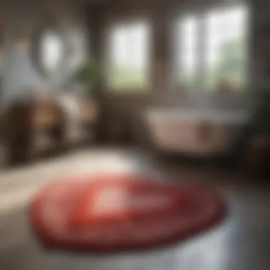 Heart-shaped rug in a cozy bathroom ambiance