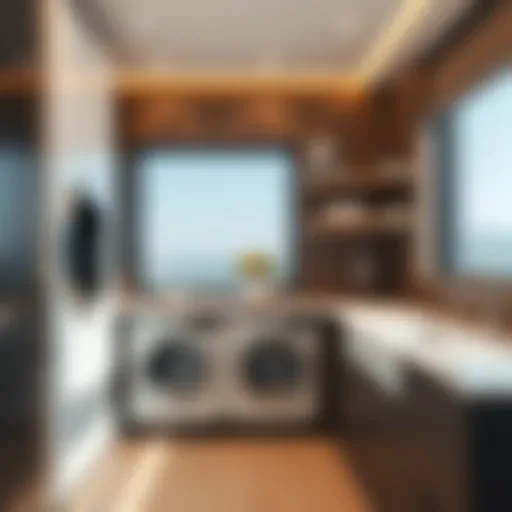 Integrated Design for Modern Living Elegant hideaway laundry folding table integrated into a modern laundry room