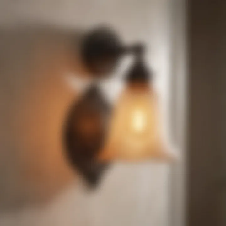 Vintage-inspired wall sconce adding charm to a rustic bathroom