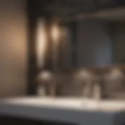Elegant pebble backsplash in a modern bathroom setting