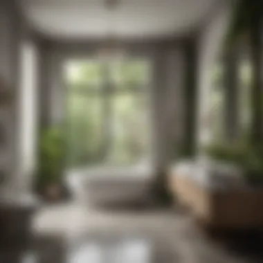 Luxurious Bathroom with Elegant Fixtures Luxurious bathroom featuring elegant fixtures and greenery