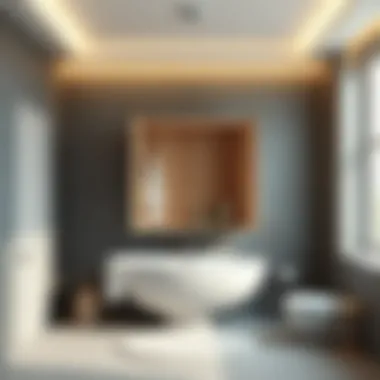 Minimalist in-wall cabinet in a serene bathroom setting