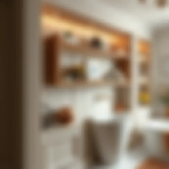 Stylish built-in shelves with decorative elements