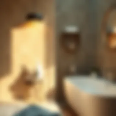 Plastic stand supporting hygiene products in a bathroom