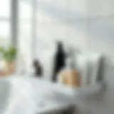 Modern plastic stand with organized toiletries