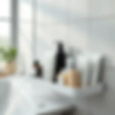 Modern plastic stand with organized toiletries