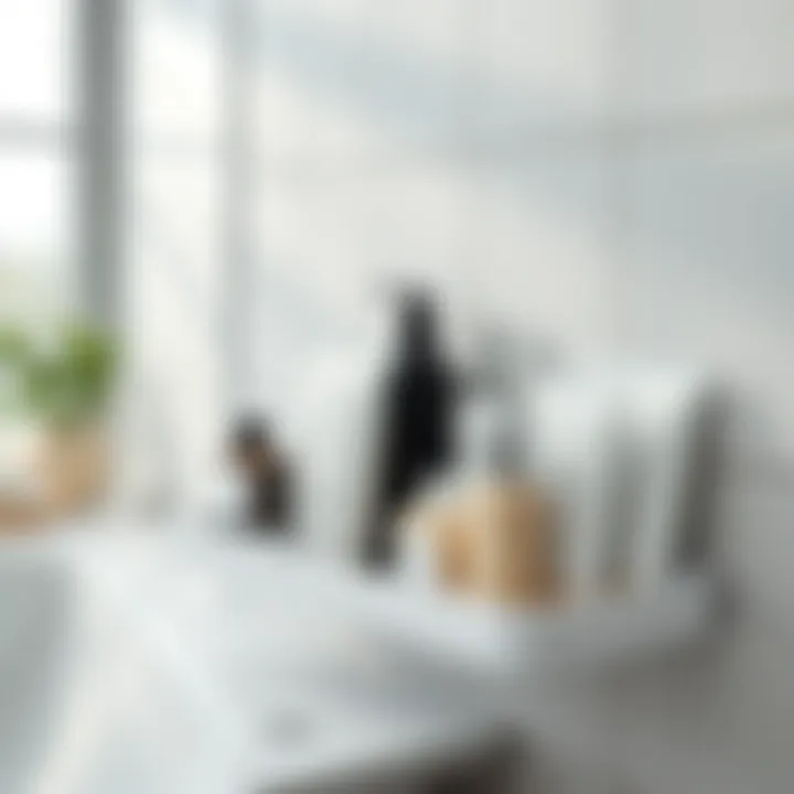 Modern plastic stand with organized toiletries