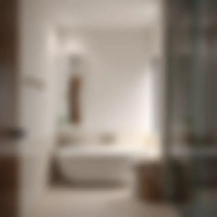 Sleek and Space-Saving Design Elegant minimalist bathroom with sleek fixtures