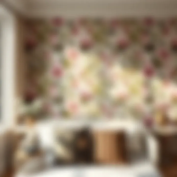 Elegant floral wallpaper in a serene bedroom setting