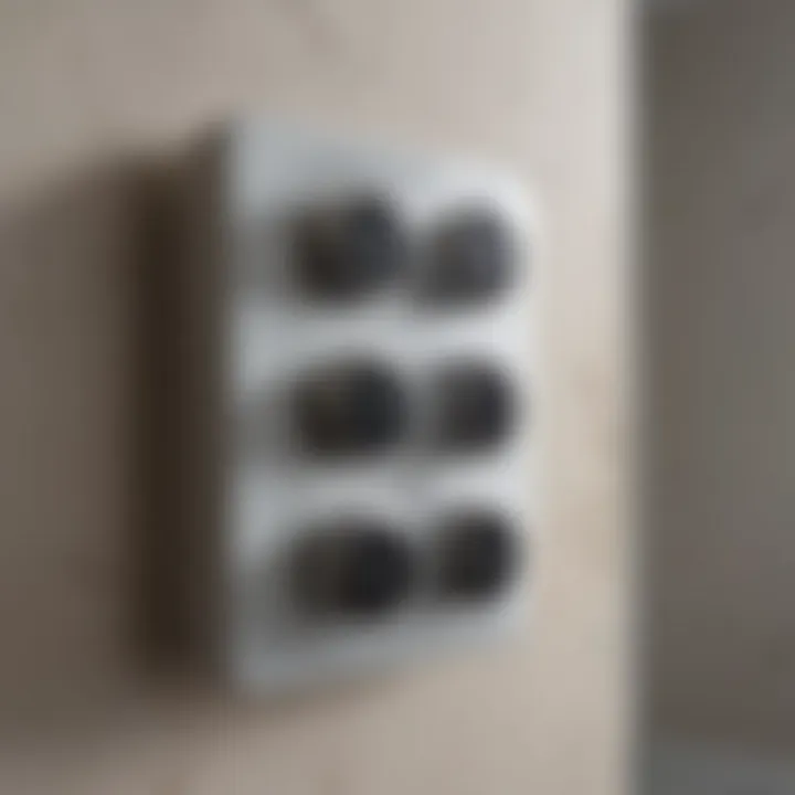 Close-up of Bluetooth speaker controls on a bathroom fan