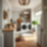 Modern laundry room office combination with stylish decor