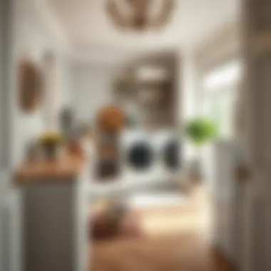 Modern laundry room office combination with stylish decor