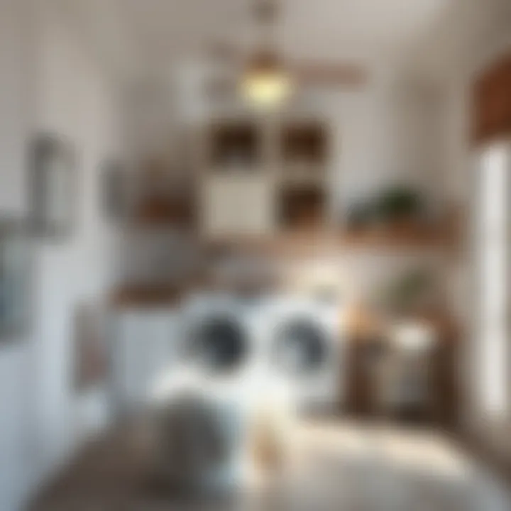 Efficient space utilization in dual-purpose laundry and work area