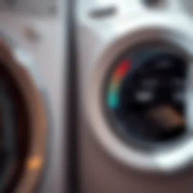 Optimal Washing Temperature Thermometer displaying high temperature next to a washing machine