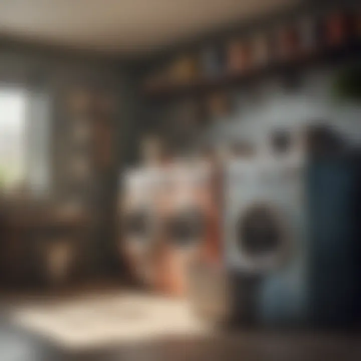 Charming display of vintage laundry tins in a stylish laundry room