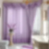 Elegant lavender curtains draping in a stylish bathroom setting