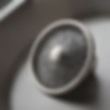 Close-up view of a stainless steel sink strainer